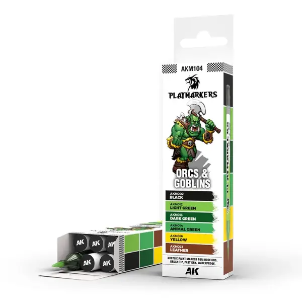 AK Interactive - PLAYMARKER SET - ORCS & GOBLINS Acrylstift für Miniatur und Modellbaumalerei