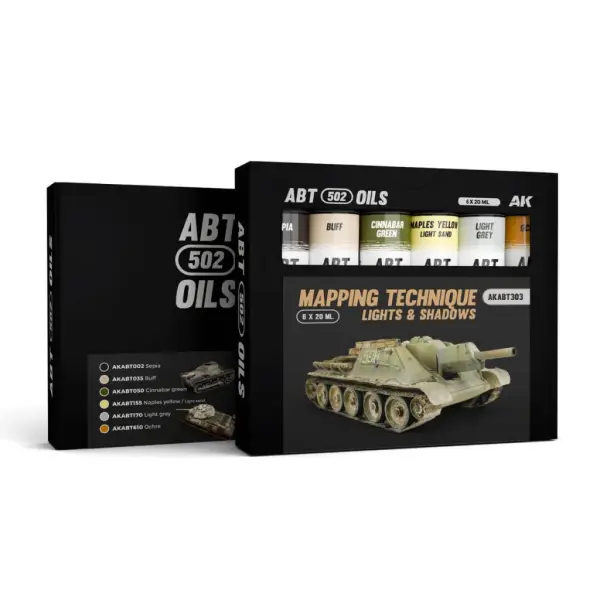 AK Interactive - ABT 502 Ölfarbset AKABT303 Vehicle Mapping Technik Licht und Schatten Farbset