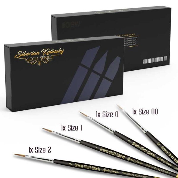 GreenStuffWorld Premium GOLD SERIES Sibirischer Kolinsky Pinselset